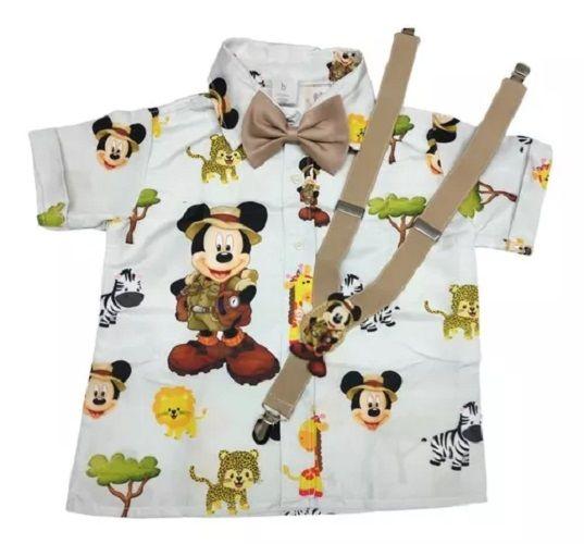 Imagem de Conjunto Mickey Safari  Bege Temático Menino Luxo Festa