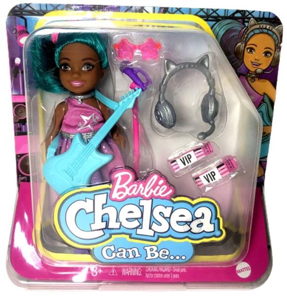 Imagem de Conjunto Mini Boneca Colecionável Menina Negra Pop Star - Moderna Cabelo Azul - Acompanha Acessórios - Chelsea Club - Mattel