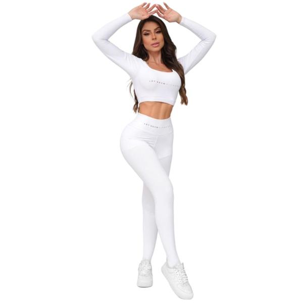 Imagem de Conjunto Minimo Basic Lets Gym Feminino Legging e Top Manga Longa Fitness Moderno Academia