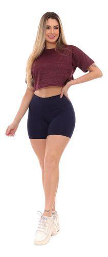 Imagem de Conjunto Moda Academia Camiseta Cropped E Short Curto Suplex