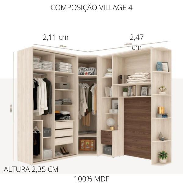 Imagem de Conjunto modulado composição village 4 robel 100% mdf vanilla/capuccino