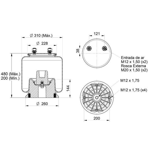 Imagem de Conjunto Mola Pneumática Suspensão Eixo Carreta - com Base Carreta Facchini 2010 em Diante