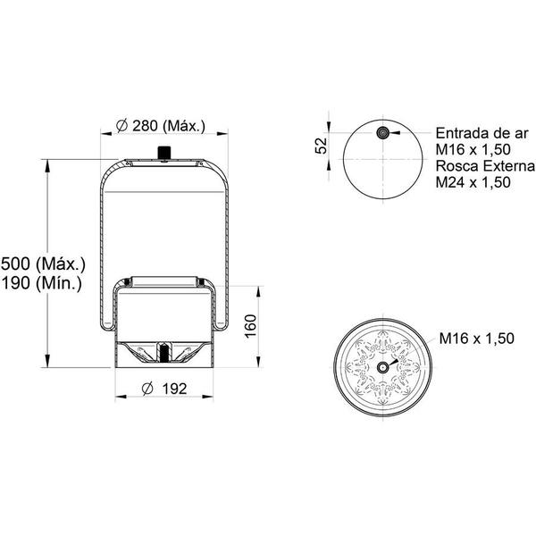 Imagem de Conjunto Mola Pneumática Suspensão Eixo - sem Sensor com Base MB Axor / Actros Importado