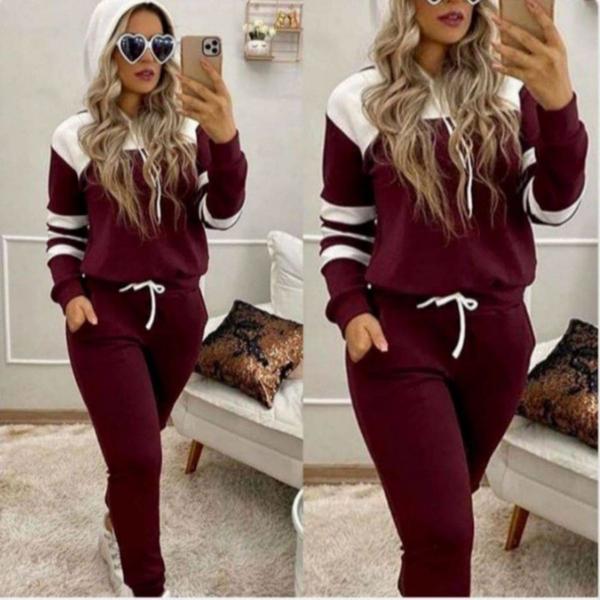 Conjunto Moletom Feminino Inverno Frio Malha Crepe com Capuz Marsala M G e GG - Procopio S... Conjunto Moletom Feminino Inverno Frio Malha Crepe com Capuz Marsala M G e GG - Procopio S...
