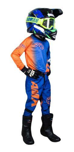 Imagem de Conjunto Motocross Amx Infantil Extreme Azul Laranja