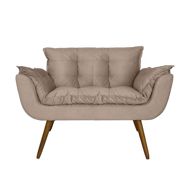 Imagem de Conjunto Namoradeira Com 2 Poltronas Sala de Estar Opala Suede Bege - DL Decor