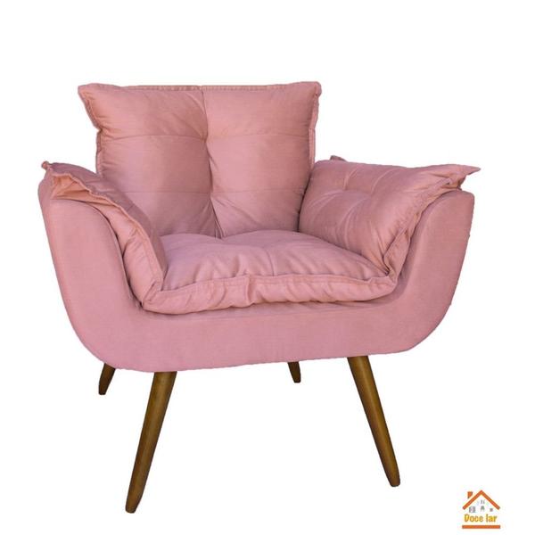 Imagem de Conjunto Namoradeira Com 2 Poltronas Sala de Estar Opala Suede Rosa - LM DECOR