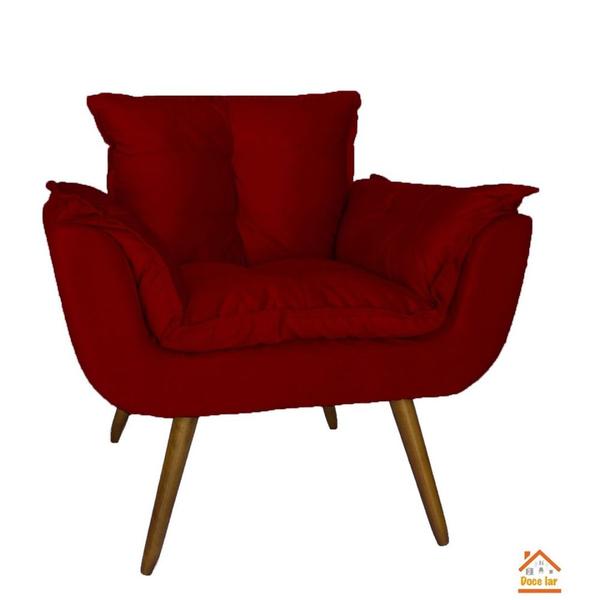 Imagem de Conjunto Namoradeira Com 2 Poltronas Sala de Estar Opala Suede Vermelho - LM DECOR