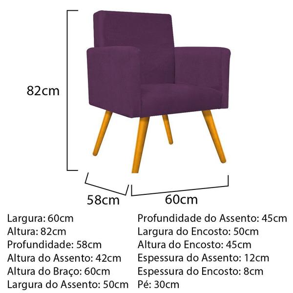 Imagem de Conjunto Namoradeira e 02 Poltronas Beatriz Palito Mel Suede Roxo