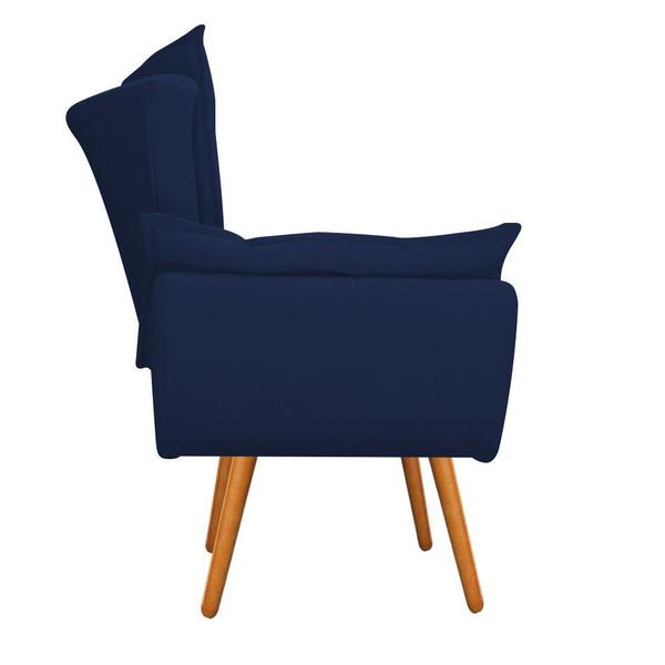 Imagem de Conjunto Namoradeira e 02 Poltronas Fenzzi Palito Mel Suede Azul Marinho - KDAcanto Móveis