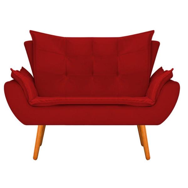 Imagem de Conjunto Namoradeira e 02 Poltronas Fenzzi Palito Mel Suede Vermelho - KDAcanto Móveis