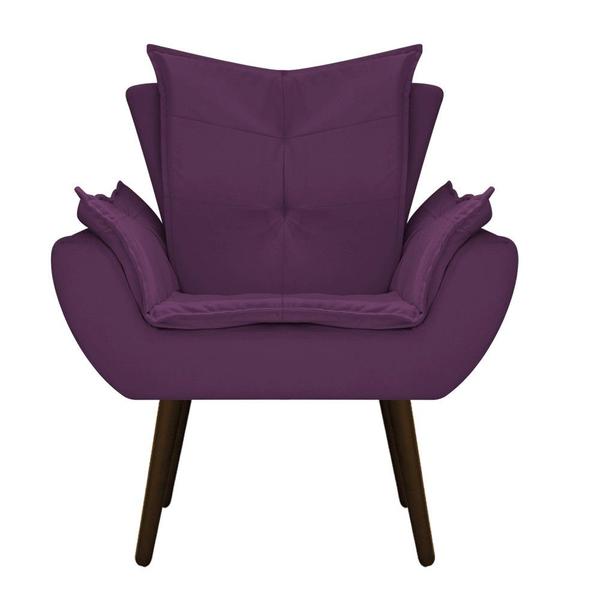 Imagem de Conjunto Namoradeira e 02 Poltronas Fenzzi Palito Tabaco Suede Roxo - KDAcanto Móveis