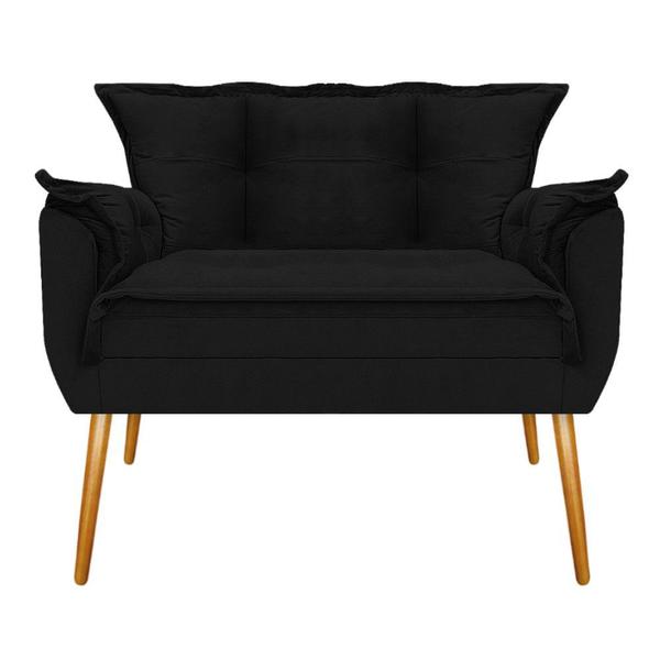 Imagem de Conjunto Namoradeira e 02 Poltronas Opala Palito Mel Suede Preto - KDAcanto Móveis