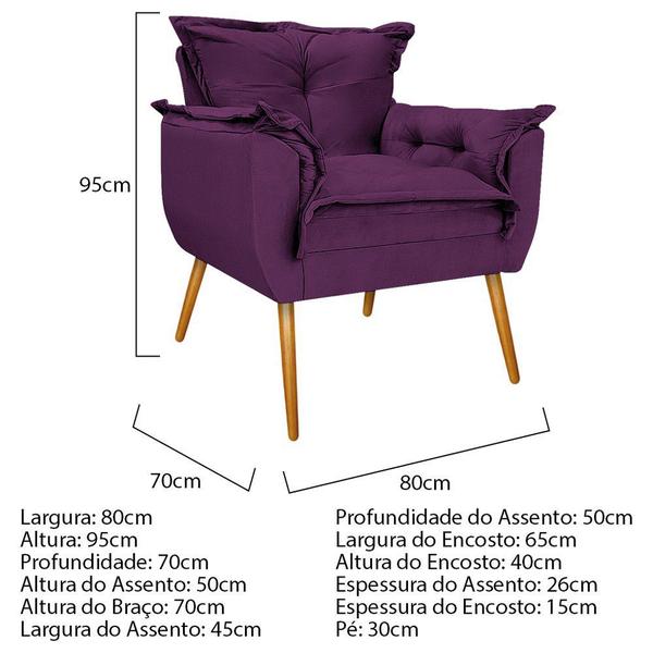 Imagem de Conjunto Namoradeira e 02 Poltronas Opala Palito Mel Suede Roxo - DAMAFFÊ MÓVEIS