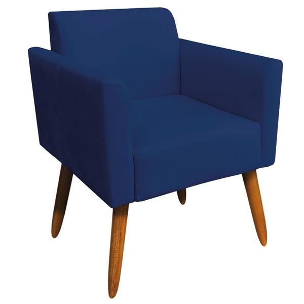 Imagem de Conjunto Namoradeira e 2 Poltronas Decorativas Isabella Pés Palito Madeira Suede Azul Marinho G19 - Gran Belo