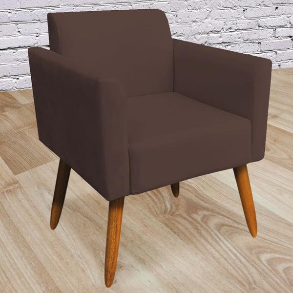 Imagem de Conjunto Namoradeira e 2 Poltronas Decorativas Isabella Pés Palito Madeira Suede Marrom G19 - Gran Belo