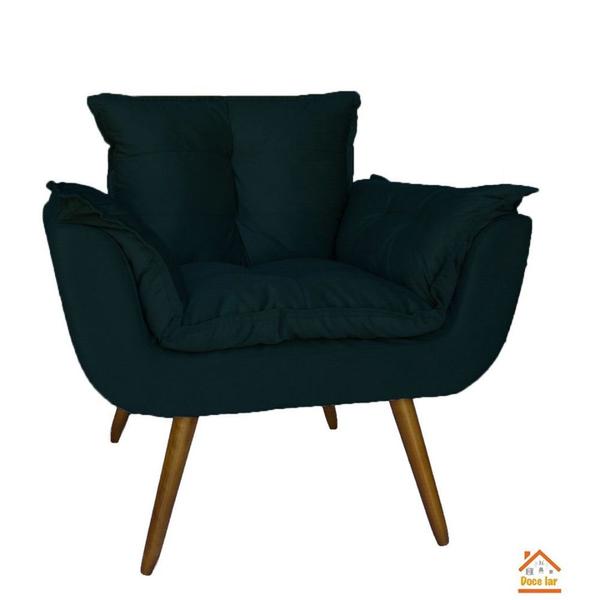 Imagem de Conjunto Namoradeira e 2 Poltronas Estofadas Hall de Entrada Opala Suede Azul Marinho - DL Decor