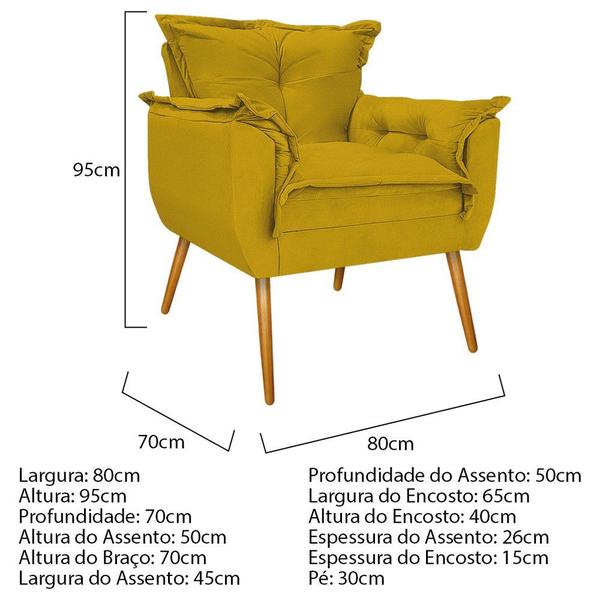 Imagem de Conjunto Namoradeira e Poltrona Opala Palito Mel Suede Amarelo