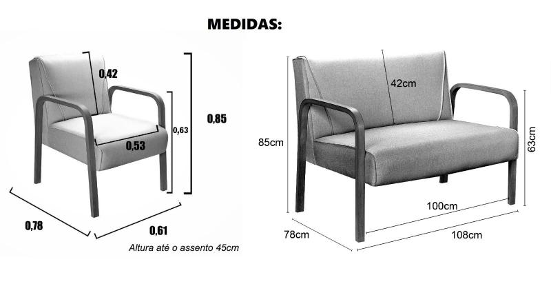 Imagem de Conjunto Namoradeira + Poltrona Anita Decoração Moderna