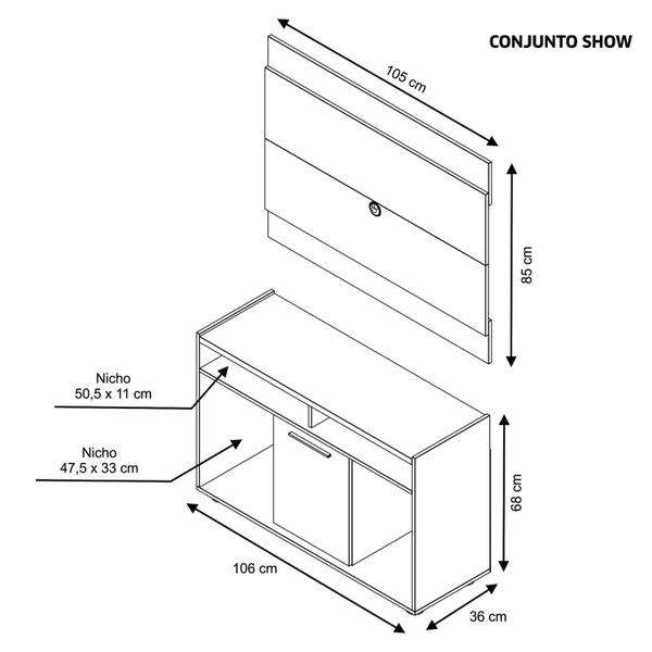 Imagem de Conjunto Painel com Estante para TV até 43 Polegadas Show Notável Móveis