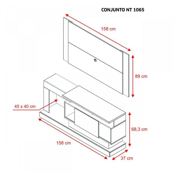 Imagem de Conjunto Painel com Estante para TV até 55 Polegadas NT 1065 Notável Móveis