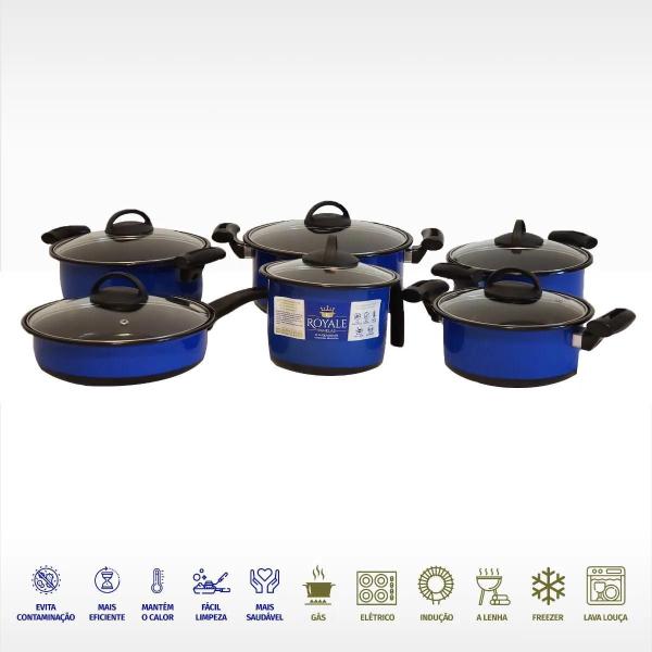 Imagem de Conjunto Panela 6 Peças Azul Indução Cooktop Gas