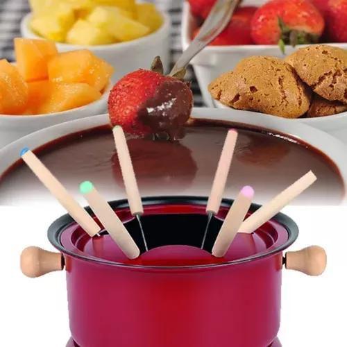 Imagem de Conjunto Panela de Fondue Com Garfos Vermelha 11 Pçs