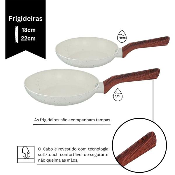 Imagem de Conjunto Panelas 10 Peças Pratic Cook Marmol Antiaderente Cabo Soft Touch Gás Indução - Mimo Style