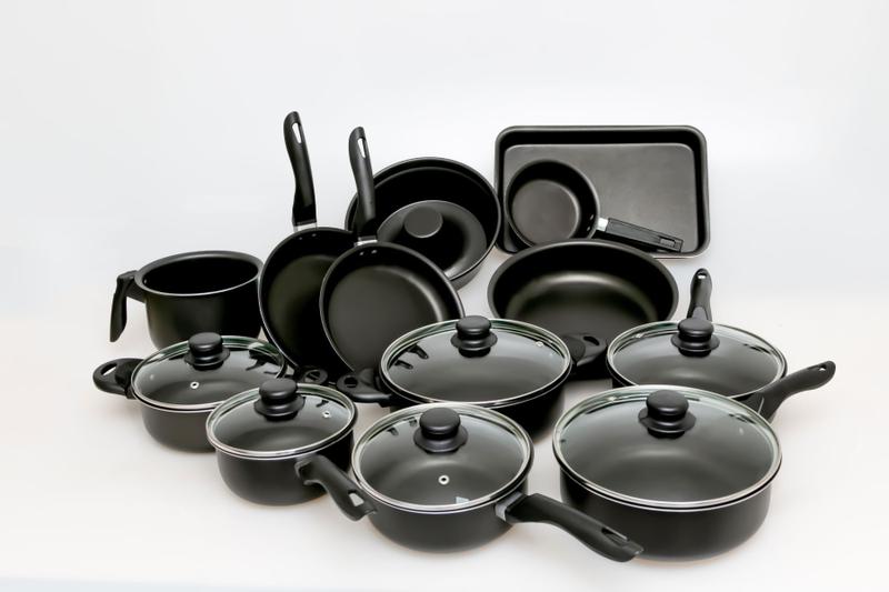 Conjunto Panelas 13 Peças Antiaderente Teflon Tampa Vidro - Preto - Manolar Conjunto Panelas 13 Peças Antiaderente Teflon Tampa Vidro - Preto - Manolar