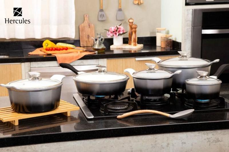 Conjunto Panelas Alumínio Fundido Revestimento Cerâmico