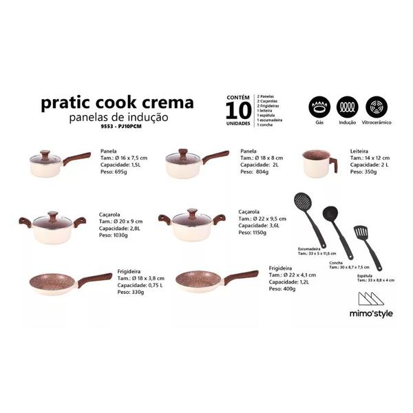 Imagem de Conjunto Panelas de Indução Mimo Style Pratic Cook Crema 10 Peças