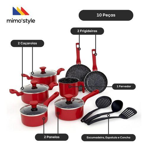 Imagem de Conjunto Panelas Indução Cerâmico Pratic Cook Red 10 Pç Mimo