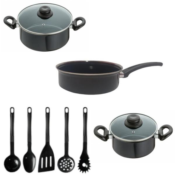 Imagem de Conjunto Panelas Preta 8 Pçs Indução Cooktop Elétrico Á Gás