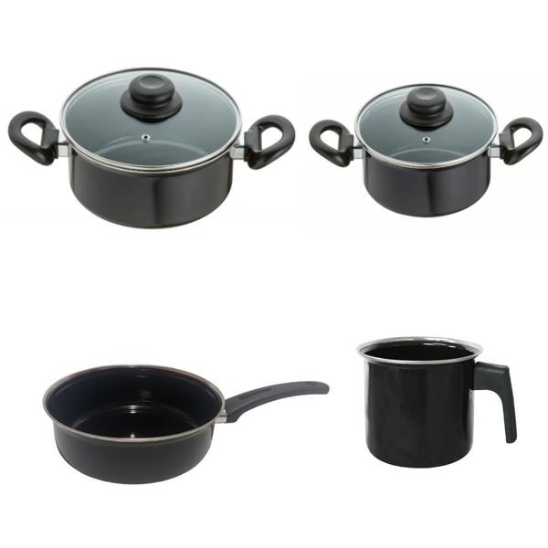 Imagem de Conjunto Panelas Preta 9 Pçs Indução Cooktop Elétrico À Gás