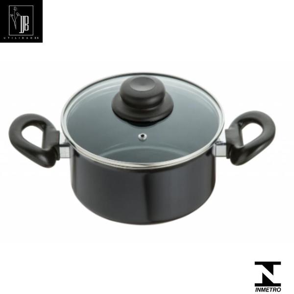 Imagem de Conjunto Panelas Preta Indução Cooktop Elétrico Á Gás 3 Pçs