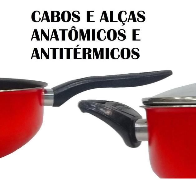 Conjunto Panelas Teflon 07 Peças Vermelho - Aluminio Marpal Imagem de Conjunto Panelas Teflon 07 Peças Vermelho