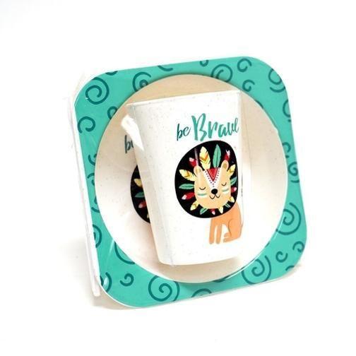 Conjunto Papinha 4 Peças Plástico - Verde Com Leão - Clink Imagem de Conjunto Papinha 4 Peças Plástico - Verde Com Leão