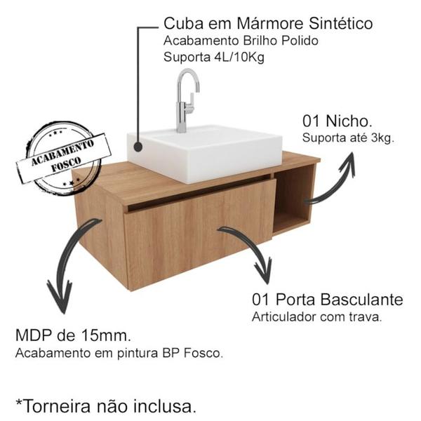 Imagem de Conjunto Para Banheiro Armarios Com Cuba BN1 Amendoa Tecno Mobili