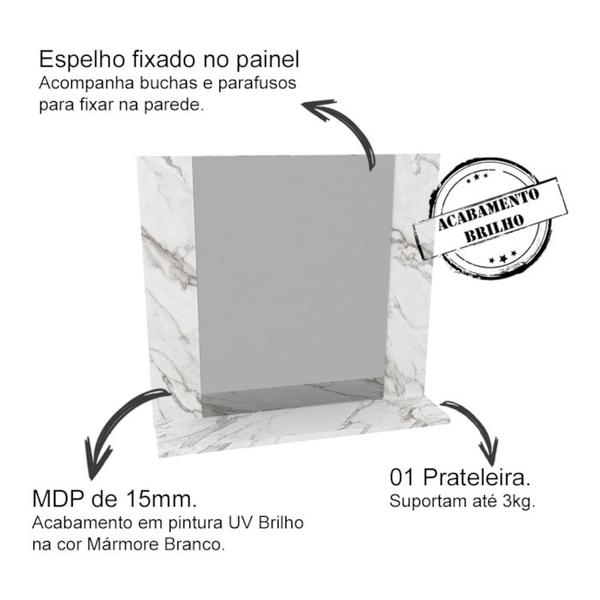 Imagem de Conjunto Para Banheiro Armarios Com Cuba E Espelho BN4 Marmore Branco Tecno Mobili