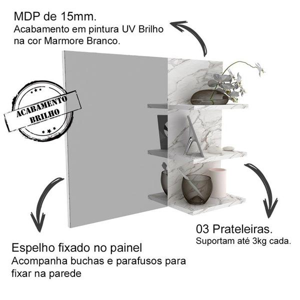 Imagem de Conjunto Para Banheiro Armarios Com Cuba E Espelho BN8 Marmore Branco Tecno Mobili