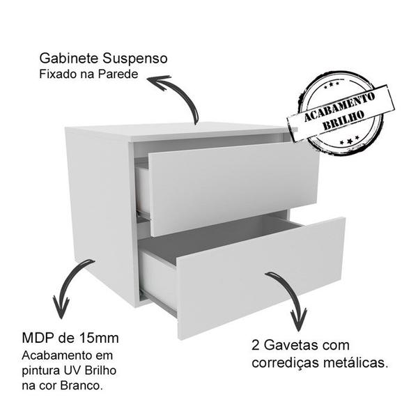 Imagem de Conjunto Para Banheiro Armarios Com Cuba E Espelho BN9 Branco Tecno Mobili