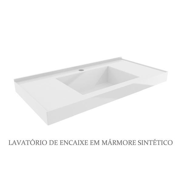 Imagem de Conjunto para Banheiro com Espelheira e Gabinete com Lavatório Pietra 60cm - Bosi - Branco/Branco Brilho