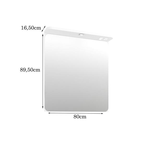 Imagem de Conjunto para Banheiro com Espelheira tecla tomada LED e Gabinete com Cuba Cora 80cm - Bosi - Reale/Branco