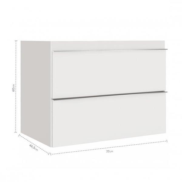 Conjunto para Banheiro com Espelho, Gabinete e Lavatório em Porcelanato com Cuba Embutida 80cm - Bumi Imagem de Conjunto para Banheiro com Espelho, Gabinete e Lavatório em Porcelanato com Cuba Embutida 80cm