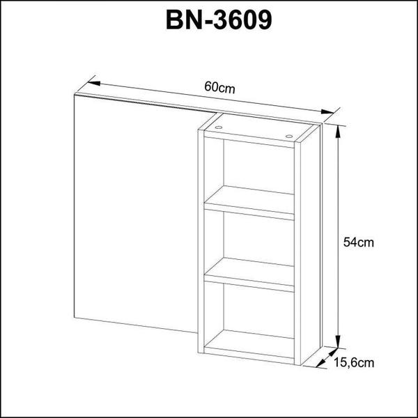 Imagem de Conjunto para banheiro com Gabinete BN3606 sem Cuba e Espelheira BN3609 Tecno Mobili