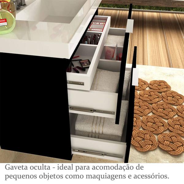 Imagem de Conjunto para Banheiro com Lavatório Espelheira 3 Gavetas sendo 1 interna 80cm Preto 100% MDF Lilies Móveis