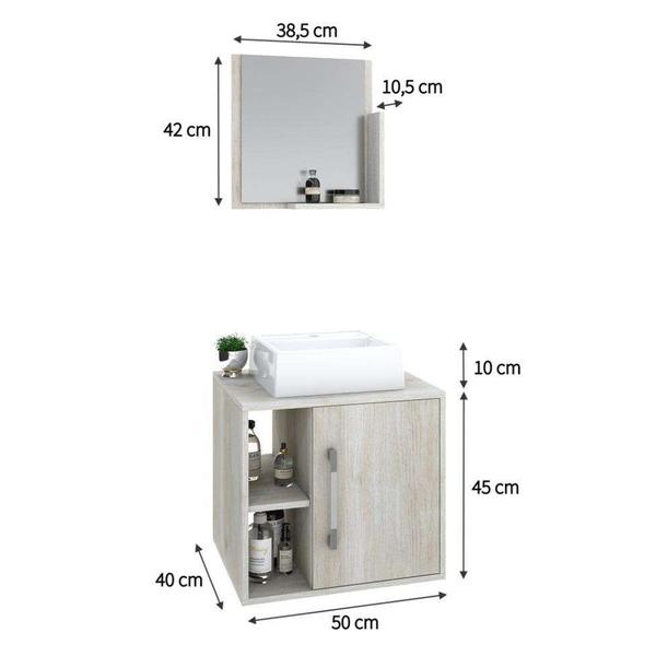 Imagem de Conjunto para Banheiro Gabinete com Cuba Q32 e Espelheira Soft 500  Snow