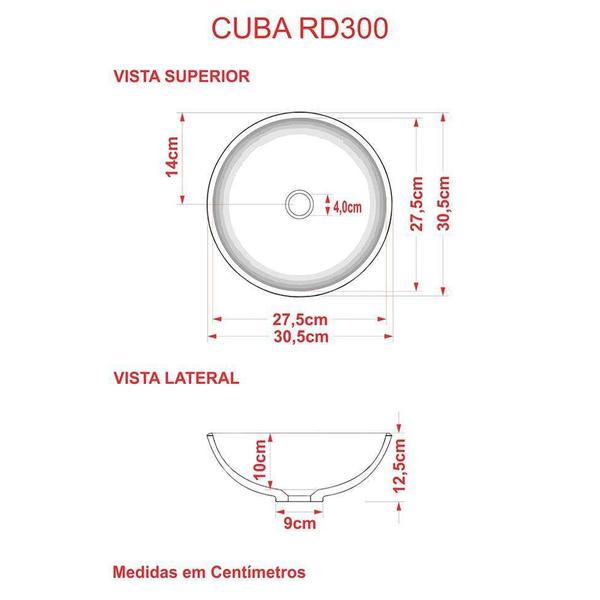 Imagem de Conjunto para Banheiro Gabinete com Cuba Redonda R30 e Espelheira Soft 500  Preto Ônix com Nogal