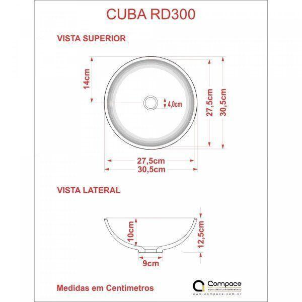 Imagem de Conjunto para Banheiro Gabinete com Cuba Redonda R30 e Espelheira Soft 500W