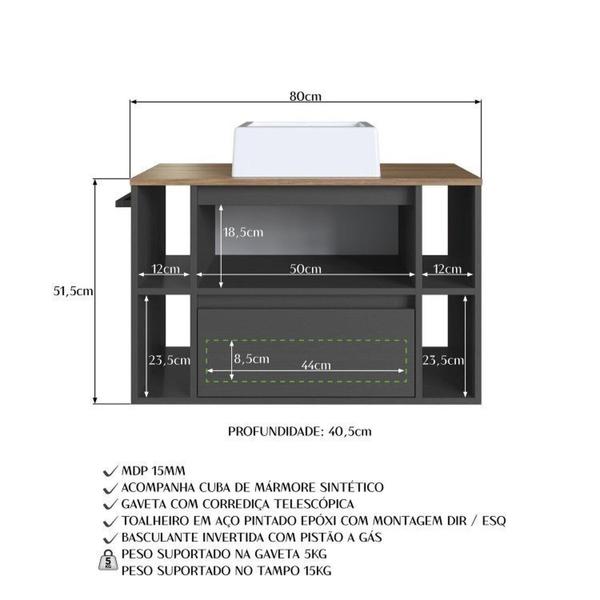 Imagem de Conjunto para Banheiro Gabinete Suspenso 80cm com Cuba Espelheira com Toalheiro Cj8010.20